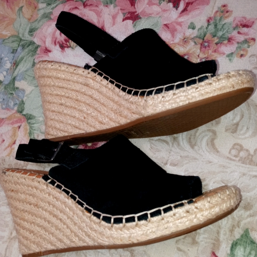 Tom's espadrille black suede sandals